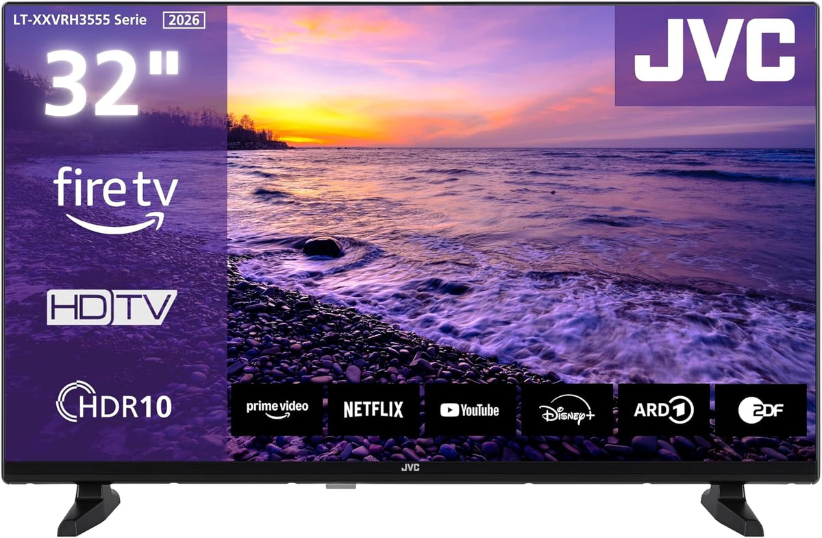 JVC Fernseher, 32 Zoll, Schwarz, Smart TV, Fire TV HD-Ready Smart TV HDR mit Alexa Sprachsteuerung und, LED TV LT-32VRH3555 (2026)