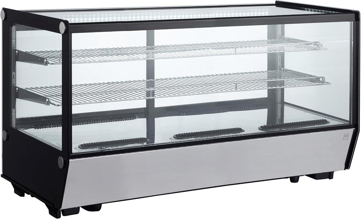 Wohnzimmerschrank METRO, 207 L, Silber/Schwarz, Professional Tisch-Kühlvitrine GCV1200R, 68.6 x 56.8 x 121.9