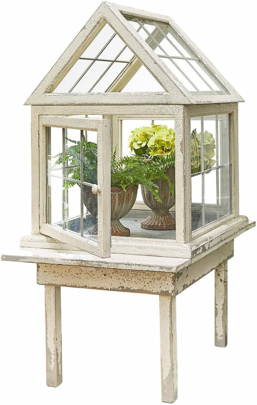 Loberon Gewächshaus, Antikweiß, Rebola, für die Zucht und den Schutz von Pflanzen, Vintage-Eleganz, Outdoor, Gartenzubehör