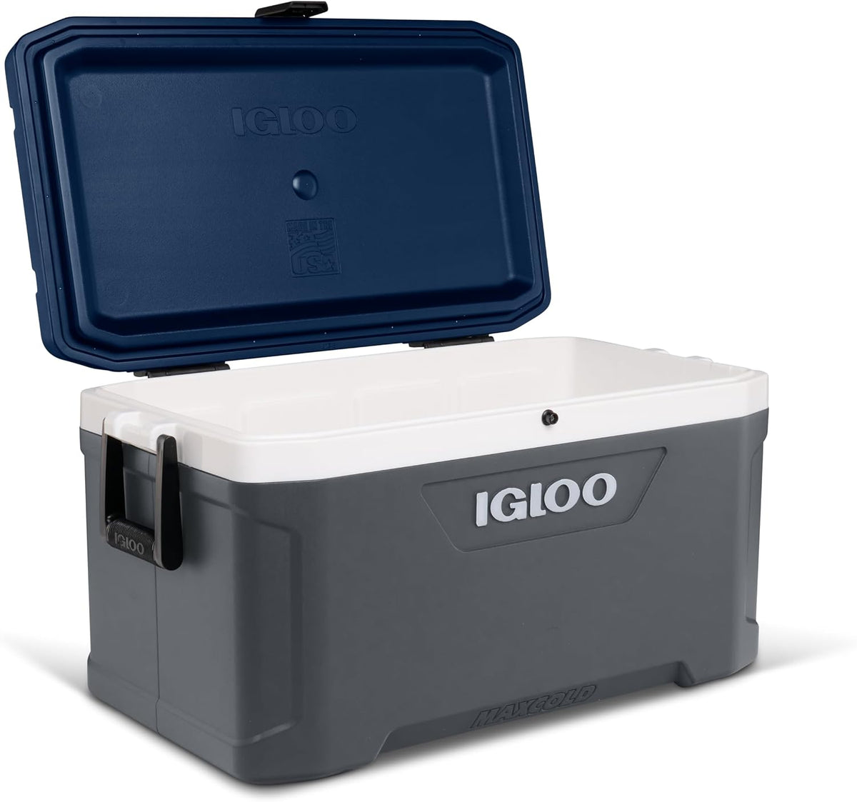 Igloo Mini-Kühlschrank, 66 Liter, Marineblau/Grau/Weiß, Cooler Maxcold 70 Kühlbox, Eisblau/Marineblau