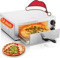 FOHERE Pizzaofen, 1800 W, Silber/Schwarz, 12 Inch Pizza Ofen, Elektrischer aus Edelstahl mit zwei Drehknöpfen, Pizzamaker für Restaurant und Zuhause