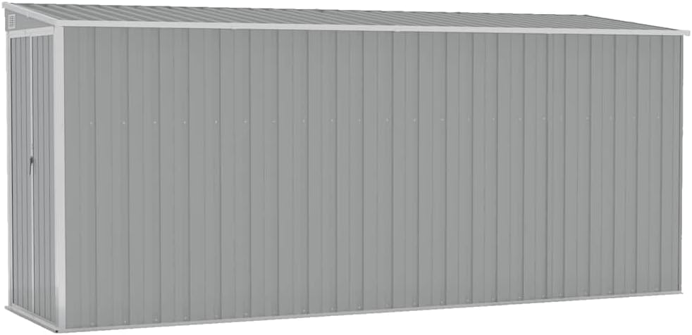 Gerätehaus vidaXL, 118x382x178 cm, Verzinkter Stahl, Metall, Grau, Wand Geräteschuppen Kunststoffgriff mit Sperrfunktion
