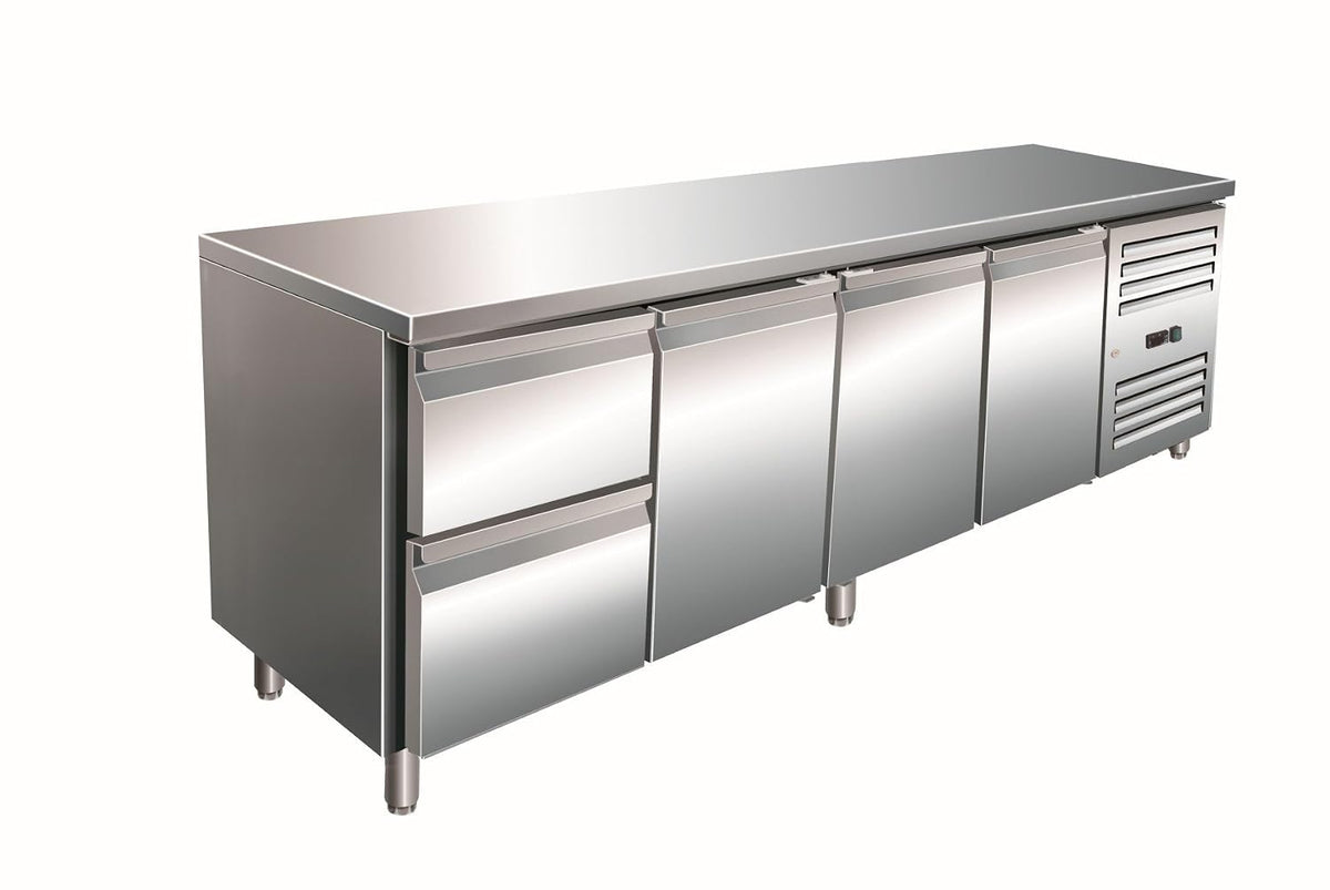 Saro Kühltheke, 616 Liter, Silber, Kühltisch inkl. 2er Schubladenset Modell KYLJA 4110 TN
