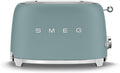 Smeg Toaster, 950 W, Grün, 2x2 TSF01EGMEU -, 2 Schlitze für 2 Scheiben, 6 Vergoldungsniveaus, Heizfunktion, Abtau- und Bagel- Funktion