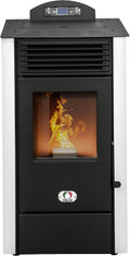 STUFE A PELLET ITALIA Öfen, 8 KW, 70m, Schwarz/Weiß, California, Effizienz 91% Heizt ² Autonomie 20 Std. Programmierbar 5