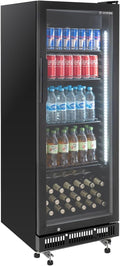 GastroHero Getränkekühlschrank, 230 L, Schwarz, GKS-230 I mit Glastür & LED I Flaschenkühlschrank
