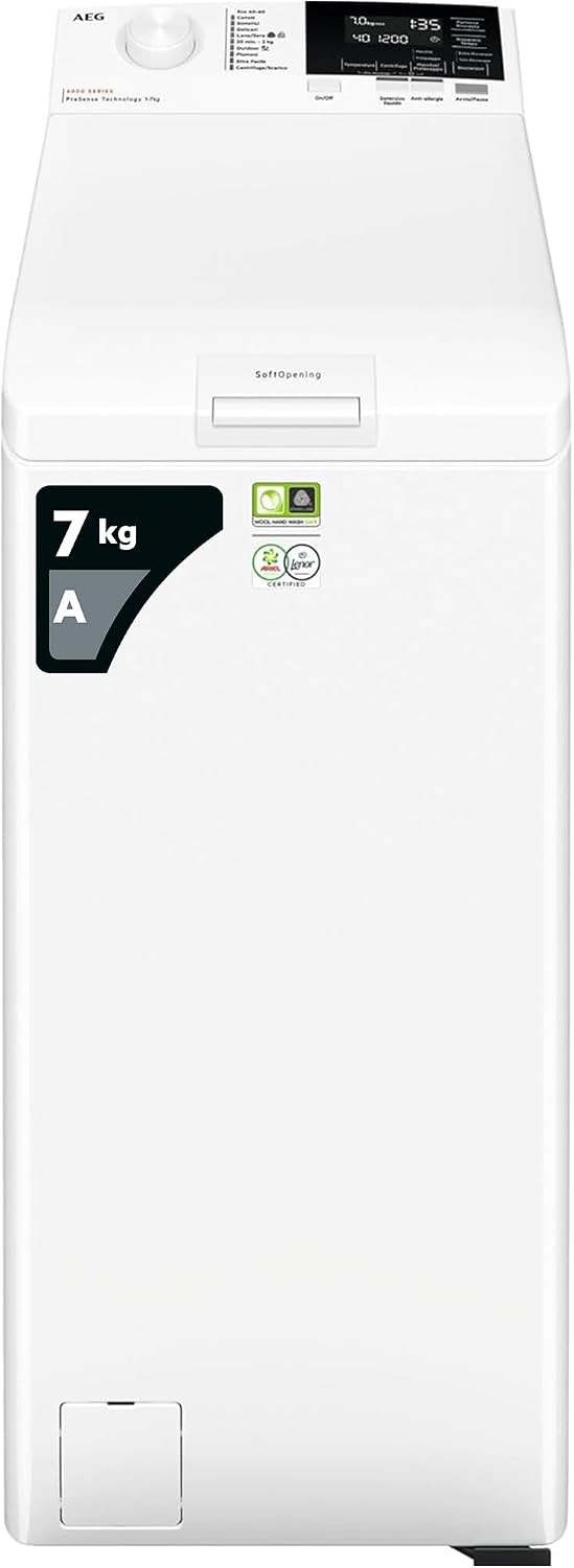 AEG Waschmaschine, 7 kg, Weiß, LTR6G37A Toplader Serie 6000 Prosense®